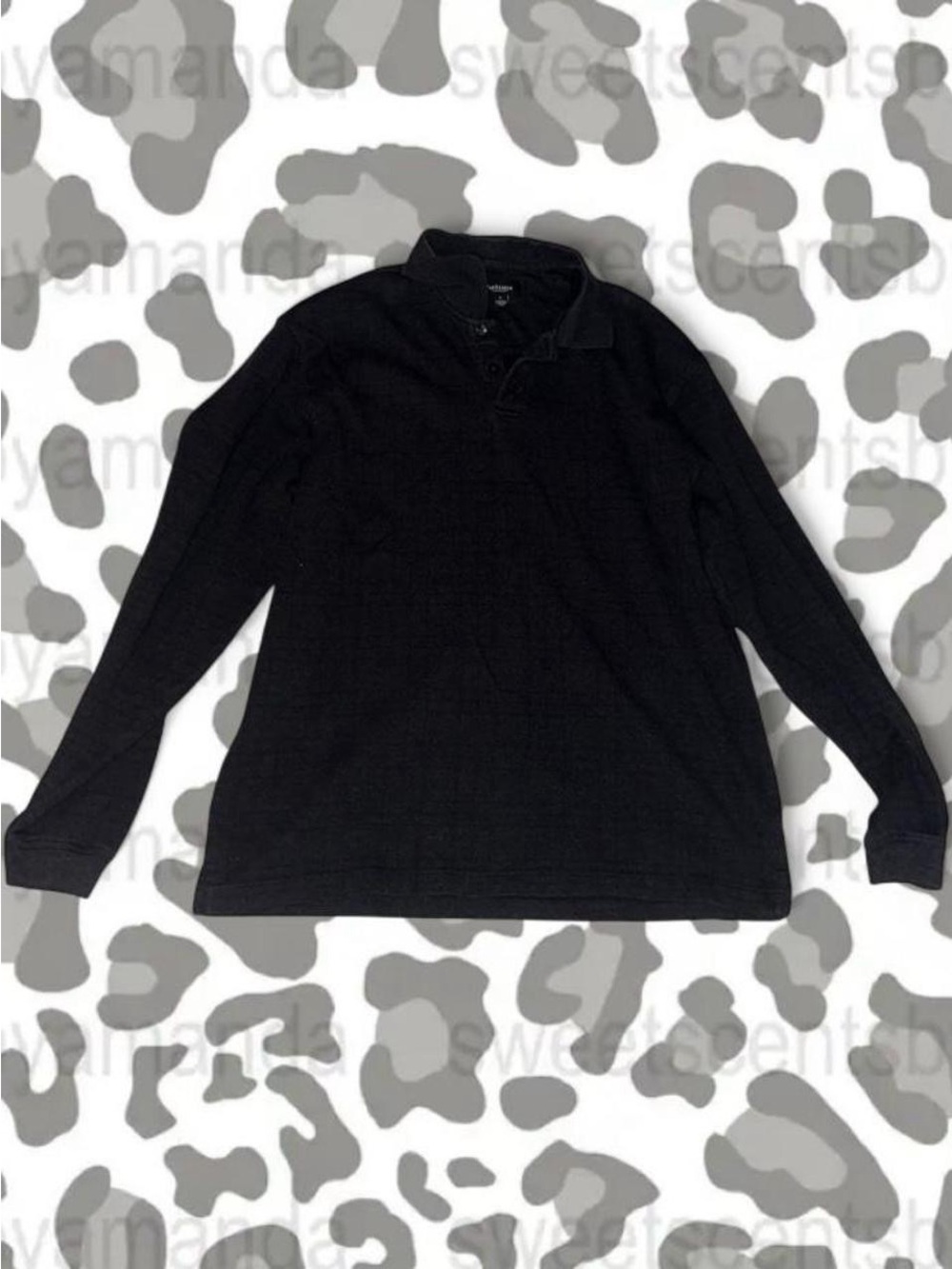Van Heusen Black Long-Sleeve Polo Shirt